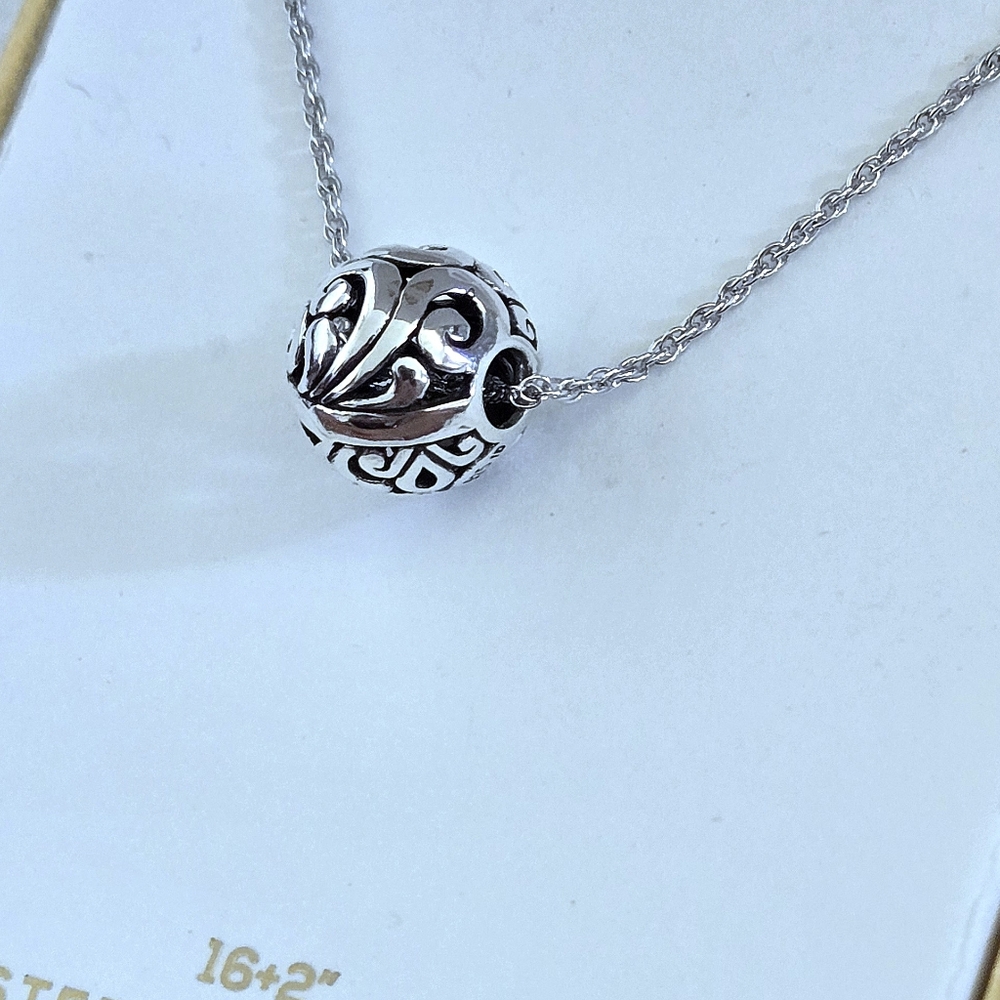 Annika Witt Sterling Silver🤍 Floating🛶 Scroll📜 Ball⚾️ Pendant Necklace - - Picture 15 of 15